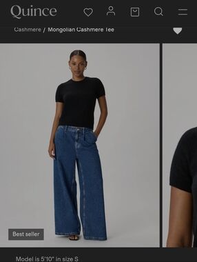 Quince Black Short-Sleeve Cashmere Crew Neck Sweater